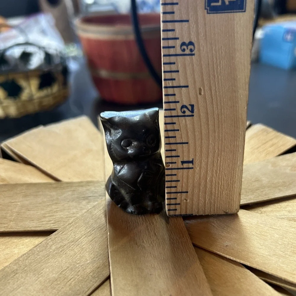 Vintage Small Miniature Brass Sitting Kitty Cat Statue Figurine 2 Inch Tall